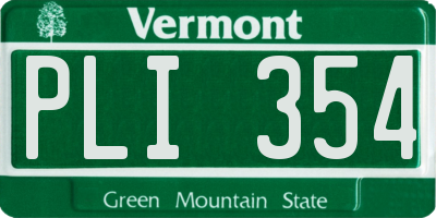 VT license plate PLI354