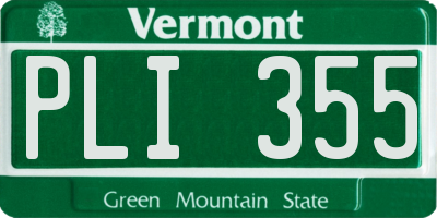 VT license plate PLI355