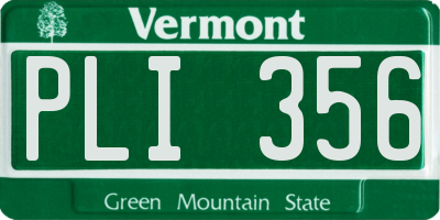 VT license plate PLI356
