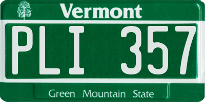 VT license plate PLI357