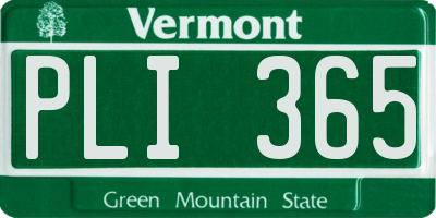 VT license plate PLI365