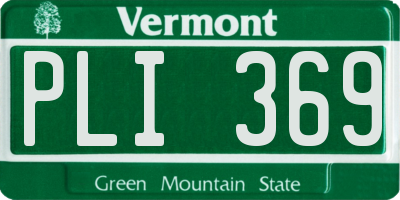 VT license plate PLI369