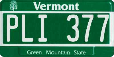 VT license plate PLI377