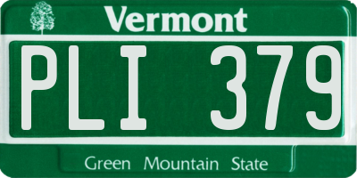 VT license plate PLI379