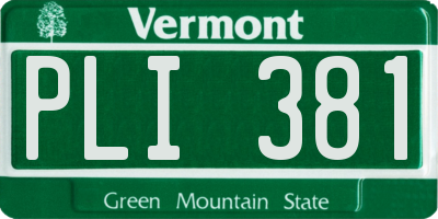 VT license plate PLI381