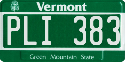 VT license plate PLI383