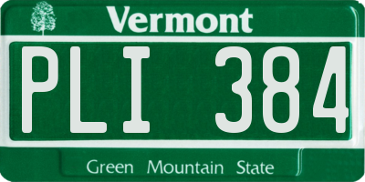 VT license plate PLI384