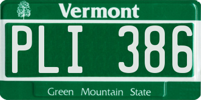 VT license plate PLI386