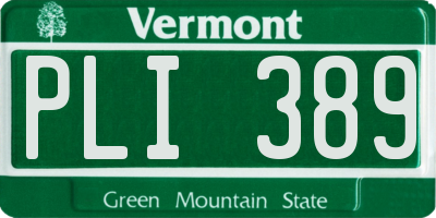 VT license plate PLI389