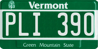 VT license plate PLI390