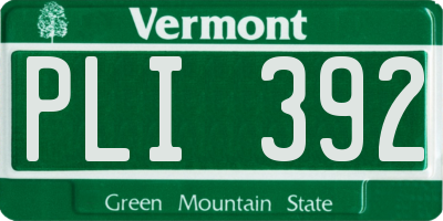 VT license plate PLI392
