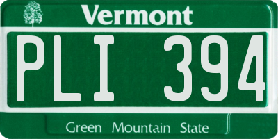 VT license plate PLI394
