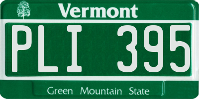 VT license plate PLI395