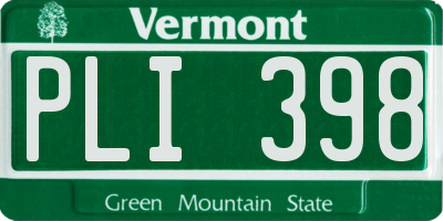 VT license plate PLI398