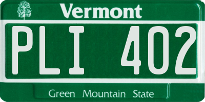 VT license plate PLI402