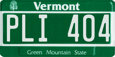 VT license plate PLI404