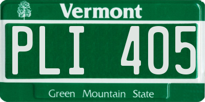 VT license plate PLI405