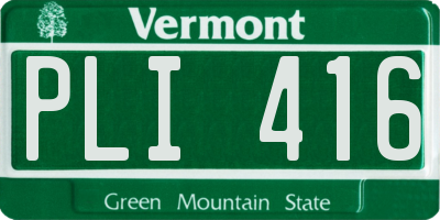 VT license plate PLI416