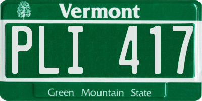 VT license plate PLI417