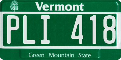 VT license plate PLI418