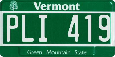 VT license plate PLI419