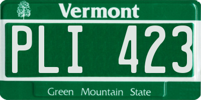 VT license plate PLI423