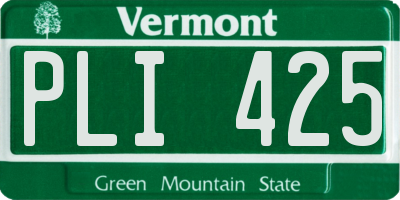 VT license plate PLI425