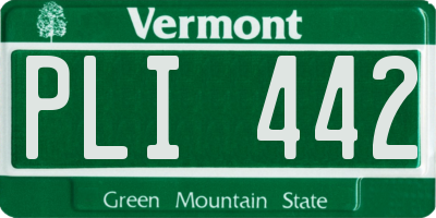VT license plate PLI442