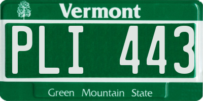 VT license plate PLI443