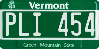 VT license plate PLI454