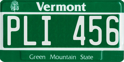 VT license plate PLI456