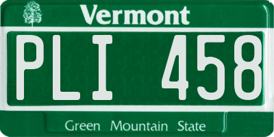 VT license plate PLI458