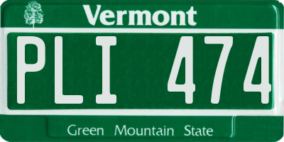 VT license plate PLI474