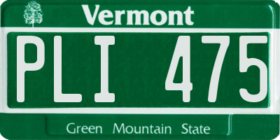 VT license plate PLI475
