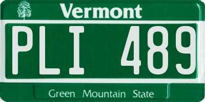 VT license plate PLI489