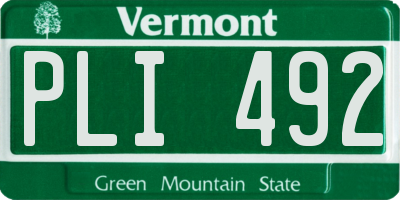 VT license plate PLI492
