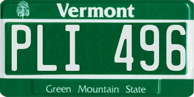 VT license plate PLI496