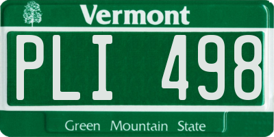 VT license plate PLI498