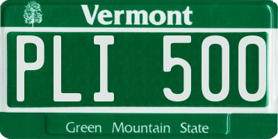 VT license plate PLI500