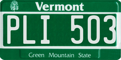 VT license plate PLI503