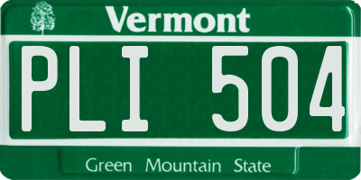 VT license plate PLI504