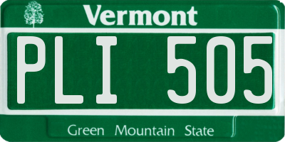VT license plate PLI505