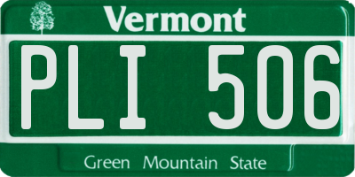 VT license plate PLI506