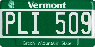 VT license plate PLI509