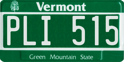 VT license plate PLI515