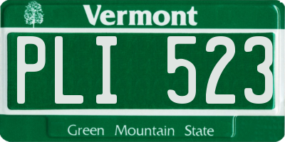 VT license plate PLI523