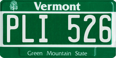 VT license plate PLI526