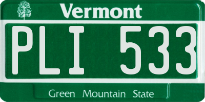 VT license plate PLI533