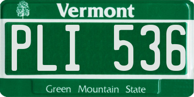 VT license plate PLI536