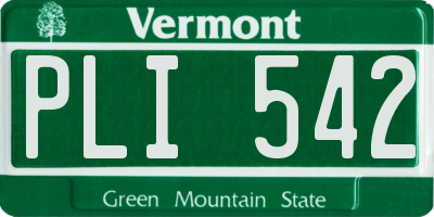 VT license plate PLI542